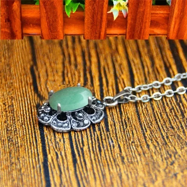Natural Jades Necklace Earrings Jewelry Set Rhinestone Vintage Look Fashion Jewelry For Women TS404 - Image 2