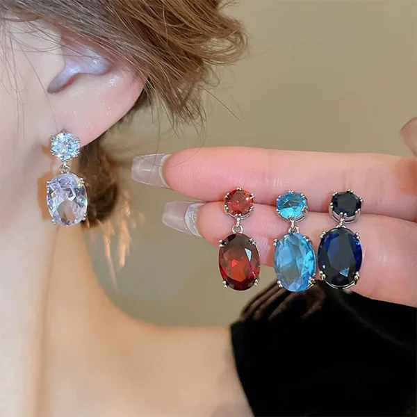 ZAKOL Luxury Big Oval CZ Crystal Dangle Earrings for Women Elegant Female Brilliant Cubic Zirconia Earring Wedding Jewelry - Image 2