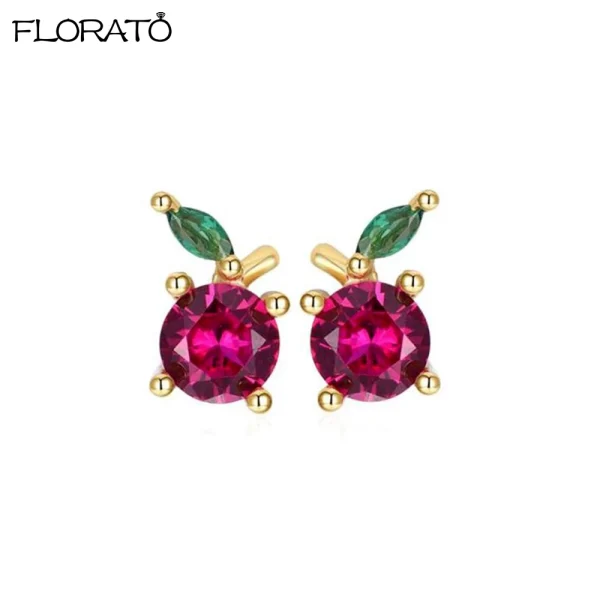 925 Sterling Silver Needle Cute Cherr/Strawberry Fruit Pendant Earrings for Women New Zircon Earrings for Girls Jewelry Gift - Image 24