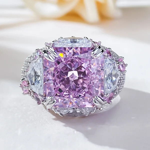 Vinregem Crushed Ice Cut 12 MM Lab Sapphire Gemstone Cocktail Party Ring For Women 100% 925 Sterling Silver Engagement Jewelry - Image 10
