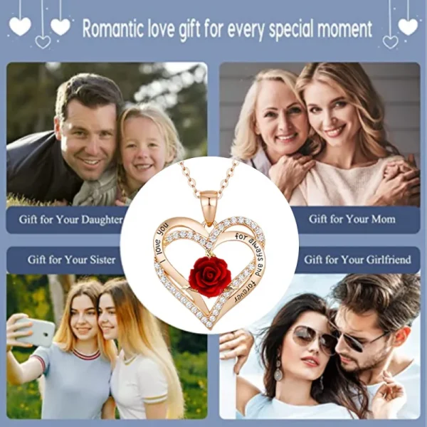 Fashion Income Rose Flower Pendant Necklace Anniversary Party Accessories Birthday Mother's Day Jewelry Gifts Mom Ladies Girls - Image 17