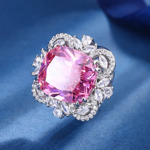 2023 Trend 14*16MM Ruby Emerald Aquamarine Rings Retro Gemstone Lab Diamond Wedding Ring Cocktail Party Fine Jewelry Female Gift - Image 3