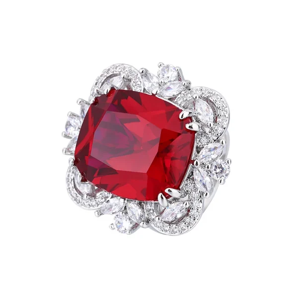 2023 Trend 14*16MM Ruby Emerald Aquamarine Rings Retro Gemstone Lab Diamond Wedding Ring Cocktail Party Fine Jewelry Female Gift - Image 12