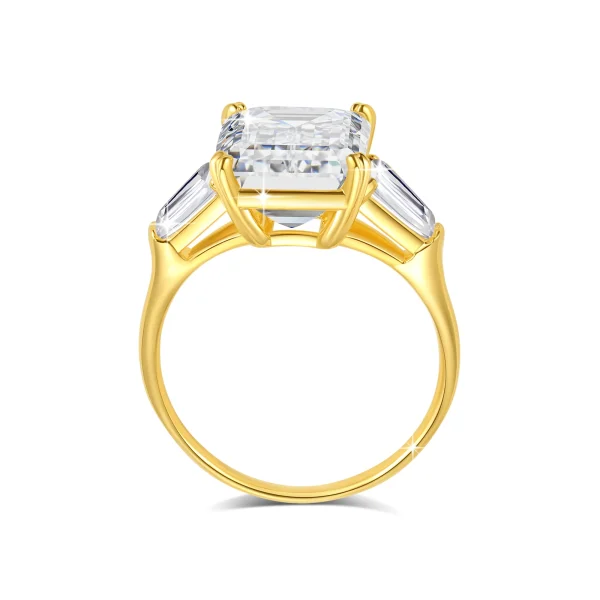 Fine Jewelry Woman New Year's Gifts 3 Stones 4 Carat Emerald White Moissanite Hollow 14K Gold Luxury Engagement Jewelry Rings - Image 3
