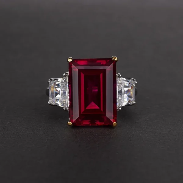 Wong Rain Vintage 925 Sterling Silver Emerald Cut Lab Sapphire Gemstone Wedding Engagement Ring Fine Jewelry Wholesale - Image 19
