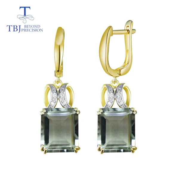 natural green amethyst quartz gemstone jewelry set Ring Necklaces and earrings 925 silver fine jewelry for women with gift box - Image 7