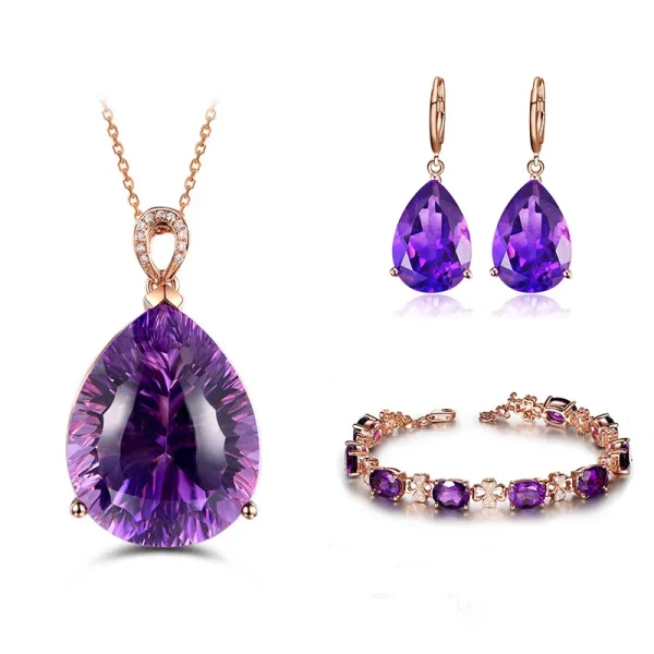 JoiasHome  925 Silver Women Jewelry Set Purple amethyst Gemstone Women Earrings Necklace Bracelet Retro Fine Engagment Jewelry - Image 7