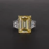 Wong Rain Vintage 925 Sterling Silver Emerald Cut Lab Sapphire Gemstone Wedding Engagement Ring Fine Jewelry Wholesale - Image 3