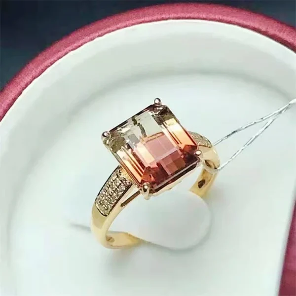 SGARIT Hot Sale Jewelry Gemstone Wedding Engagement Party Colourful 18k Rose Gold 6.32ct Genuine Tourmaline Rings for Women - Image 3
