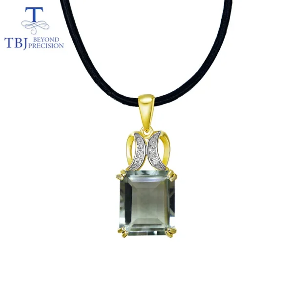 natural green amethyst quartz gemstone jewelry set Ring Necklaces and earrings 925 silver fine jewelry for women with gift box - Image 8