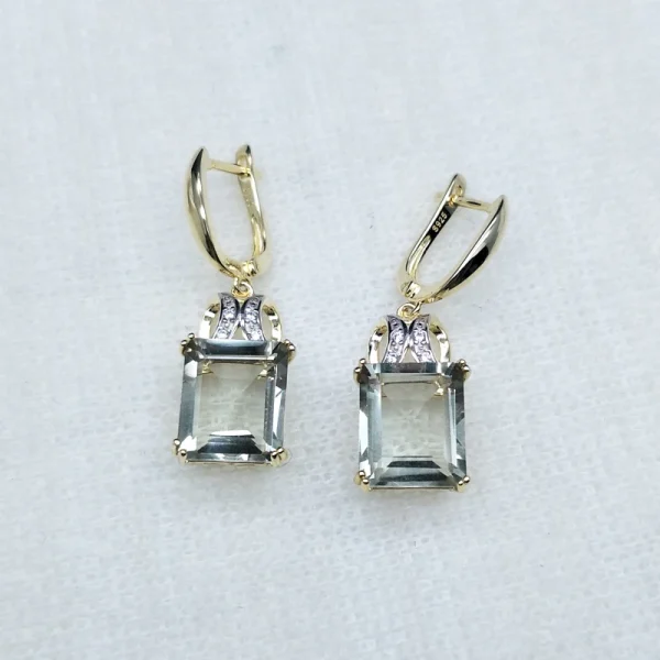 natural green amethyst quartz gemstone jewelry set Ring Necklaces and earrings 925 silver fine jewelry for women with gift box - Image 3