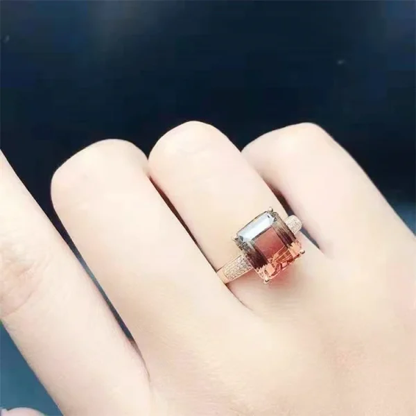 SGARIT Hot Sale Jewelry Gemstone Wedding Engagement Party Colourful 18k Rose Gold 6.32ct Genuine Tourmaline Rings for Women - Image 4