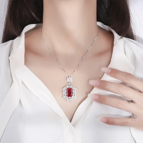 Wholesale Jewelry S925 Silver Fashion Color Treasure Separate Electroplated Women's Pendant Necklace Main Stone 10*14 - Image 5