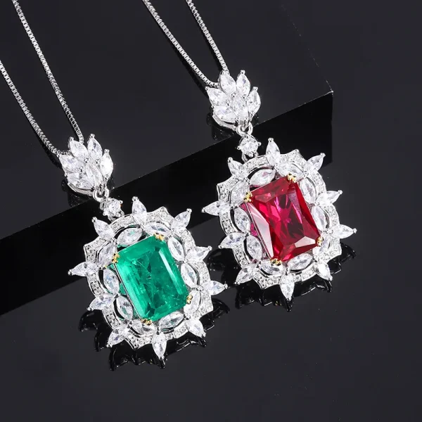 Wholesale Jewelry S925 Silver Fashion Color Treasure Separate Electroplated Women's Pendant Necklace Main Stone 10*14 - Image 6