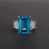 Wong Rain Vintage 925 Sterling Silver Emerald Cut Lab Sapphire Gemstone Wedding Engagement Ring Fine Jewelry Wholesale - Image 18