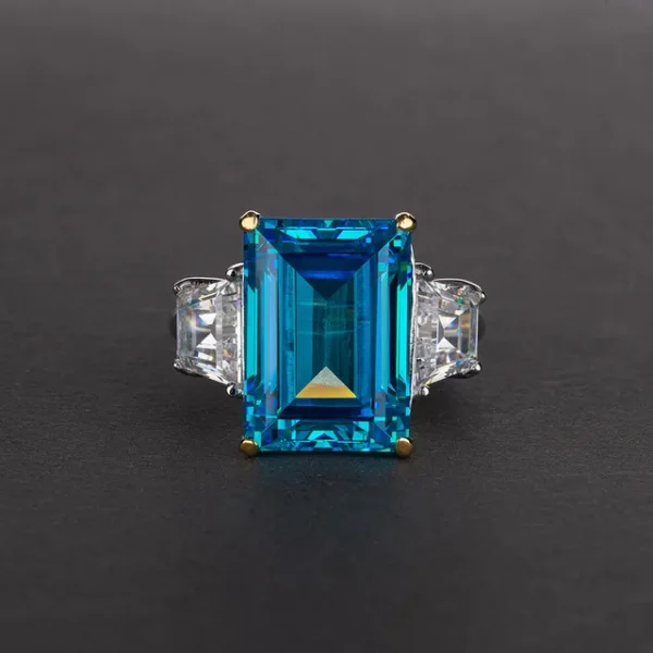 Wong Rain Vintage 925 Sterling Silver Emerald Cut Lab Sapphire Gemstone Wedding Engagement Ring Fine Jewelry Wholesale - Image 18