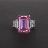 Wong Rain Vintage 925 Sterling Silver Emerald Cut Lab Sapphire Gemstone Wedding Engagement Ring Fine Jewelry Wholesale - Image 2