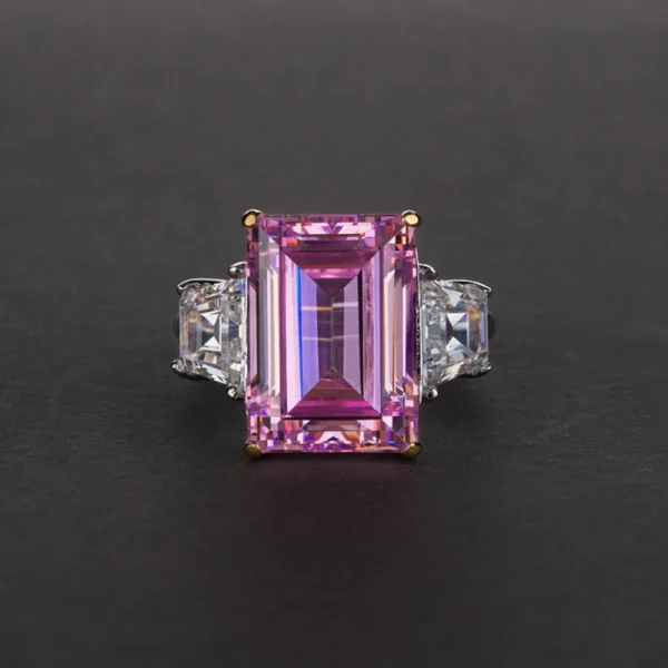 Wong Rain Vintage 925 Sterling Silver Emerald Cut Lab Sapphire Gemstone Wedding Engagement Ring Fine Jewelry Wholesale - Image 2