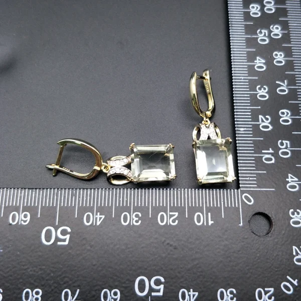 natural green amethyst quartz gemstone jewelry set Ring Necklaces and earrings 925 silver fine jewelry for women with gift box - Image 5