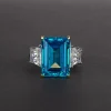 Wong Rain Vintage 925 Sterling Silver Emerald Cut Lab Sapphire Gemstone Wedding Engagement Ring Fine Jewelry Wholesale - Image 4