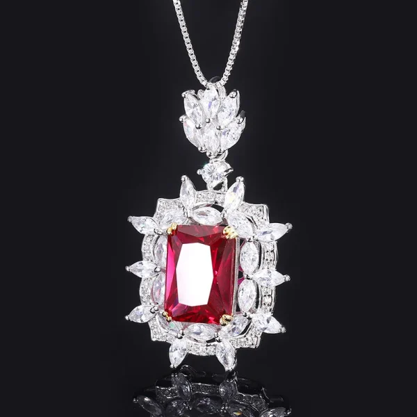 Wholesale Jewelry S925 Silver Fashion Color Treasure Separate Electroplated Women's Pendant Necklace Main Stone 10*14 - Image 4