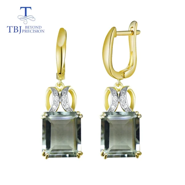 natural green amethyst quartz gemstone jewelry set Ring Necklaces and earrings 925 silver fine jewelry for women with gift box - Image 15