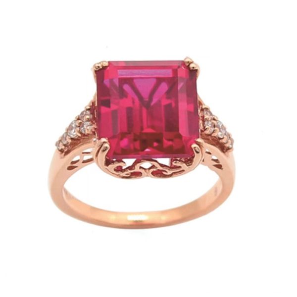585 Purple Gold Plated 14K Rose Gold Square Red Gem Rings for Women Luxury Court Style Exquisite Square Design Jewelry - Image 14