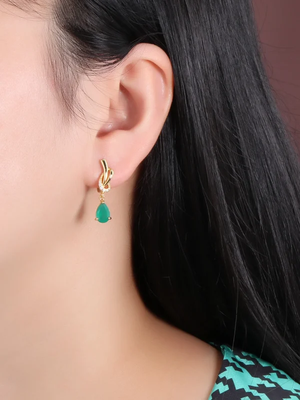 Simple design of natural green agate earrings women's 925 sterling silver fashion fine jewelry daily wear - Image 14