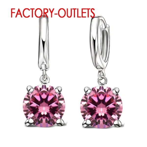 Fast Shipping Genuine 925 Sterling Silver Dangle Earrings CZ Crystal Big Round  Earrings For Women Girls Gift Fashion Jewelry - Image 6