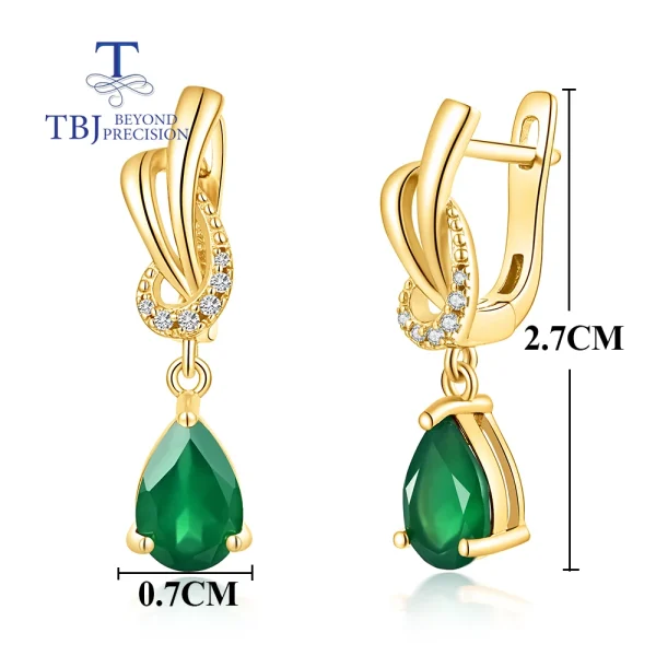 Simple design of natural green agate earrings women's 925 sterling silver fashion fine jewelry daily wear - Image 10