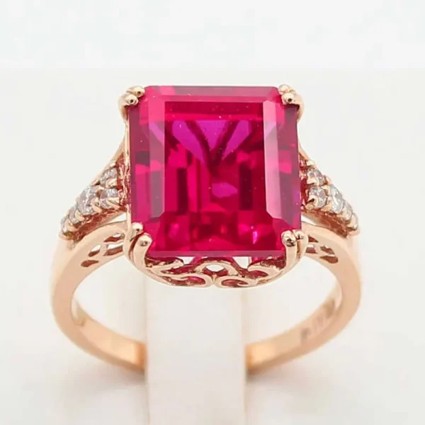 585 Purple Gold Plated 14K Rose Gold Square Red Gem Rings for Women Luxury Court Style Exquisite Square Design Jewelry - Image 2