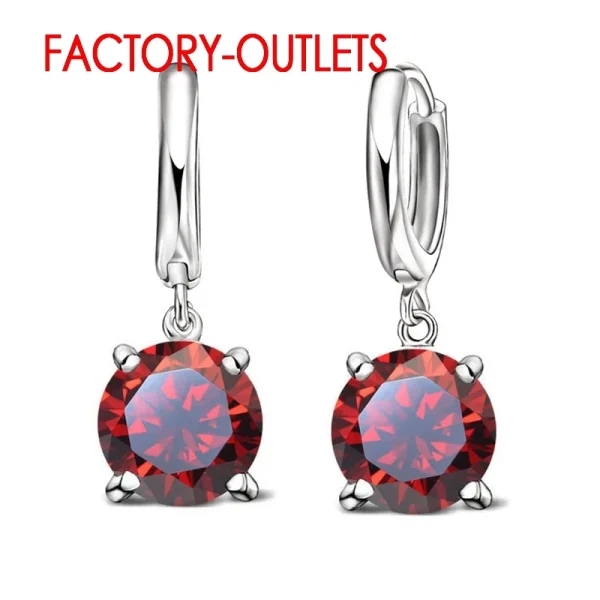 Fast Shipping Genuine 925 Sterling Silver Dangle Earrings CZ Crystal Big Round  Earrings For Women Girls Gift Fashion Jewelry - Image 4