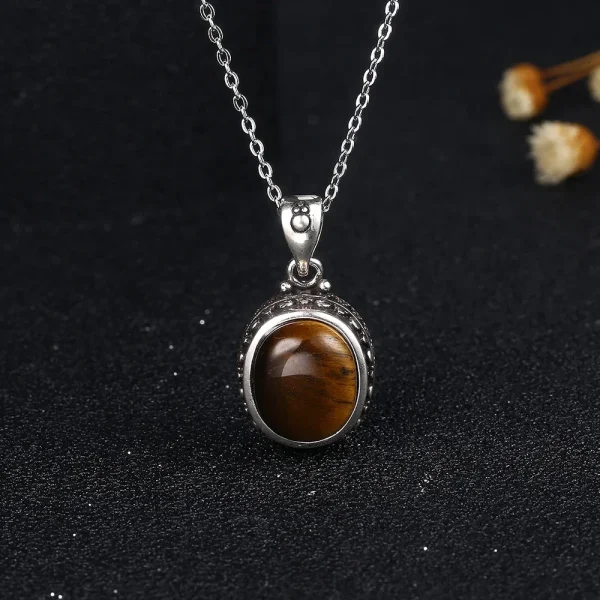 925 Sterling Silver Natural Rhodochrosite Pendants Necklace Tiger Eye Necklace Silver Pendants 925 With Chain For Women Men - Image 23
