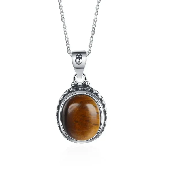 925 Sterling Silver Natural Rhodochrosite Pendants Necklace Tiger Eye Necklace Silver Pendants 925 With Chain For Women Men - Image 10