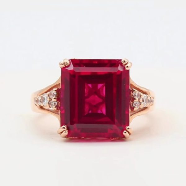585 Purple Gold Plated 14K Rose Gold Square Red Gem Rings for Women Luxury Court Style Exquisite Square Design Jewelry - Image 8
