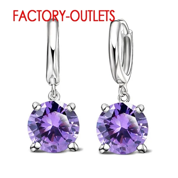 Fast Shipping Genuine 925 Sterling Silver Dangle Earrings CZ Crystal Big Round  Earrings For Women Girls Gift Fashion Jewelry - Image 8