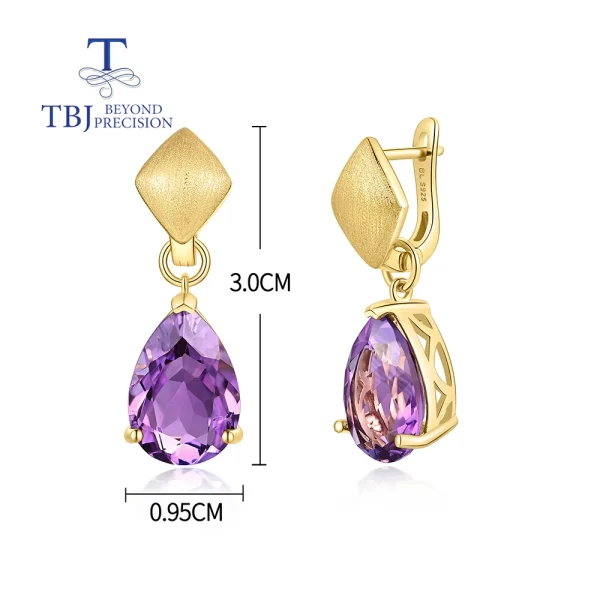 New Unique two-wear design Natural  amethyst vintage gold earrings for Lady S925 Silver Anniversary gift - Image 12