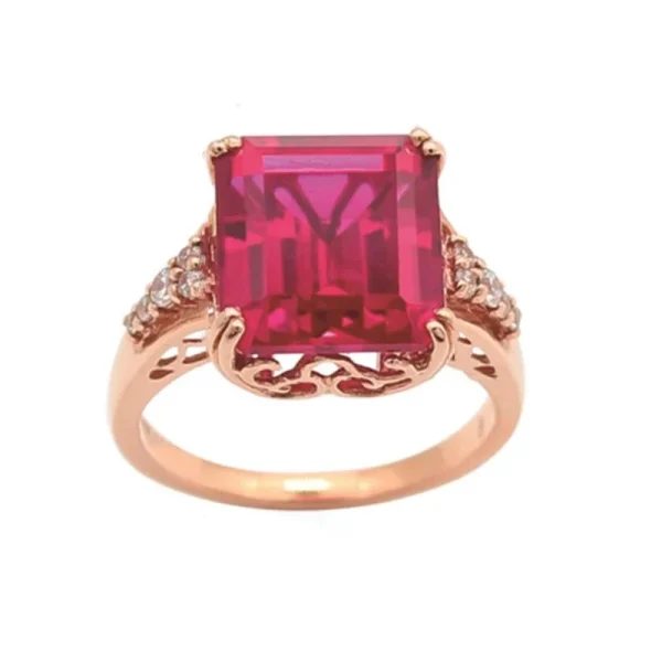 585 Purple Gold Plated 14K Rose Gold Square Red Gem Rings for Women Luxury Court Style Exquisite Square Design Jewelry - Image 6