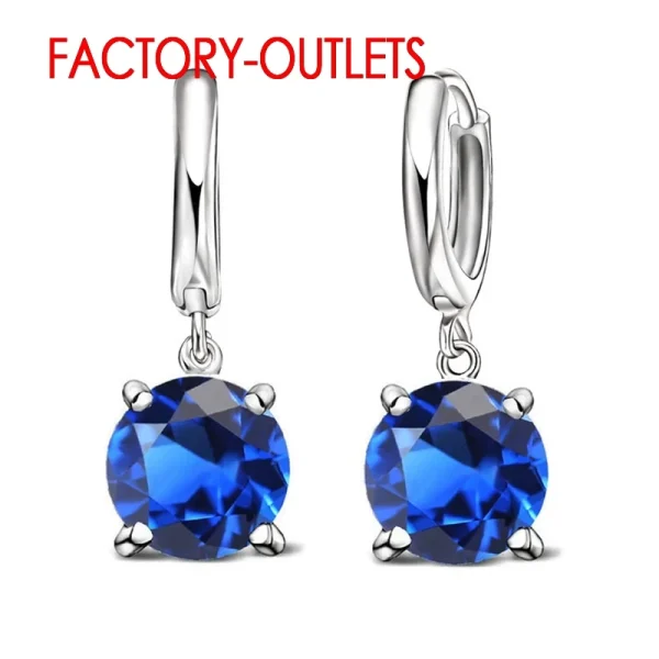 Fast Shipping Genuine 925 Sterling Silver Dangle Earrings CZ Crystal Big Round  Earrings For Women Girls Gift Fashion Jewelry - Image 9