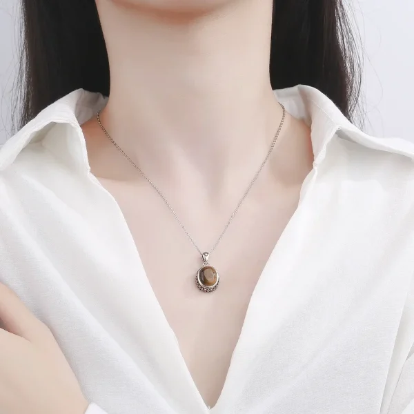 925 Sterling Silver Natural Rhodochrosite Pendants Necklace Tiger Eye Necklace Silver Pendants 925 With Chain For Women Men - Image 24