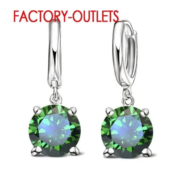 Fast Shipping Genuine 925 Sterling Silver Dangle Earrings CZ Crystal Big Round  Earrings For Women Girls Gift Fashion Jewelry - Image 5