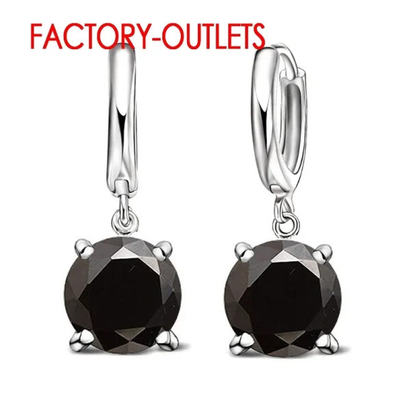 Fast Shipping Genuine 925 Sterling Silver Dangle Earrings CZ Crystal Big Round  Earrings For Women Girls Gift Fashion Jewelry - Image 3
