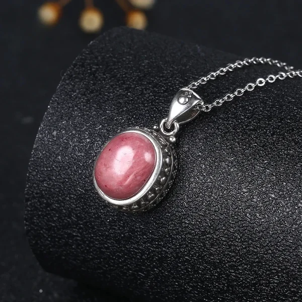925 Sterling Silver Natural Rhodochrosite Pendants Necklace Tiger Eye Necklace Silver Pendants 925 With Chain For Women Men - Image 2