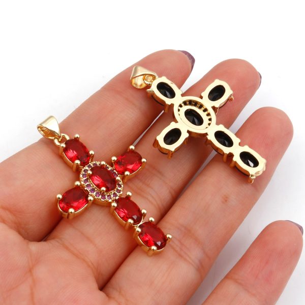 1 Piece Copper Religious Cross Pendants Gold Color Metal Charms For DIY Making Necklace Bracelets Jewelry Findings 4cm x 2.3cm - Image 16