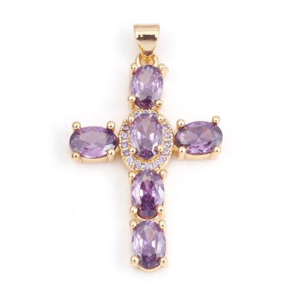 1 Piece Copper Religious Cross Pendants Gold Color Metal Charms For DIY Making Necklace Bracelets Jewelry Findings 4cm x 2.3cm - Image 26