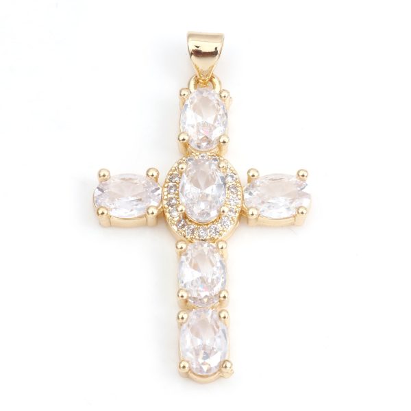 1 Piece Copper Religious Cross Pendants Gold Color Metal Charms For DIY Making Necklace Bracelets Jewelry Findings 4cm x 2.3cm - Image 21