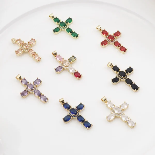 1 Piece Copper Religious Cross Pendants Gold Color Metal Charms For DIY Making Necklace Bracelets Jewelry Findings 4cm x 2.3cm - Image 4