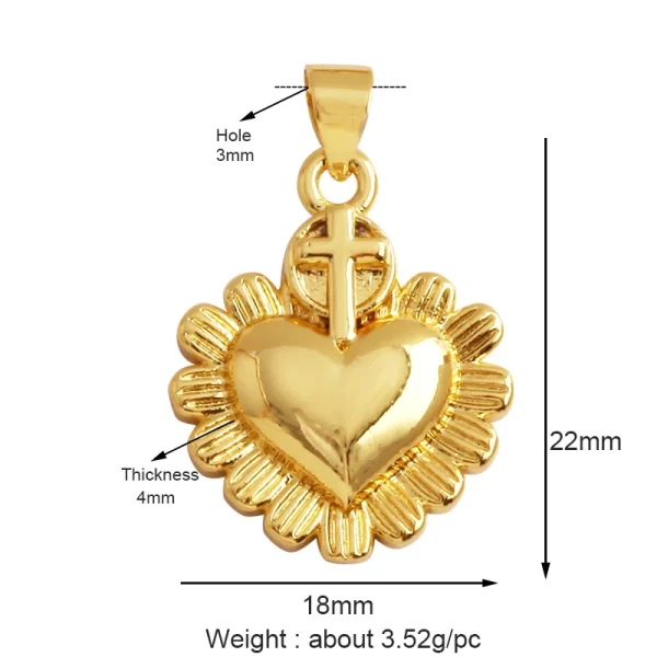 New in Sacred Red Heart Charm Victorian Love Zircon Charm Pendant,Fashion Wing 18K Gold Plated for Jewelry Making Supplies P04 - Image 34