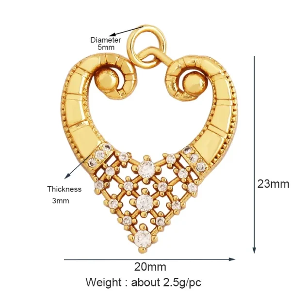 New in Sacred Red Heart Charm Victorian Love Zircon Charm Pendant,Fashion Wing 18K Gold Plated for Jewelry Making Supplies P04 - Image 8