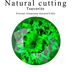 Natural cutting Tsavorite Round YAG Shape Hand-cut Gemstone VVS1 for Jewelry Rings Earrings Making gemstones
